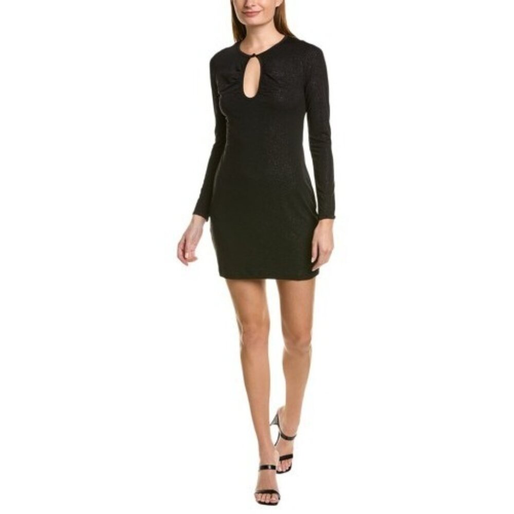 BCBG Max Azria Sparkling Black Long Sleeve Mini Keyhole Dress NWT $198, Size M